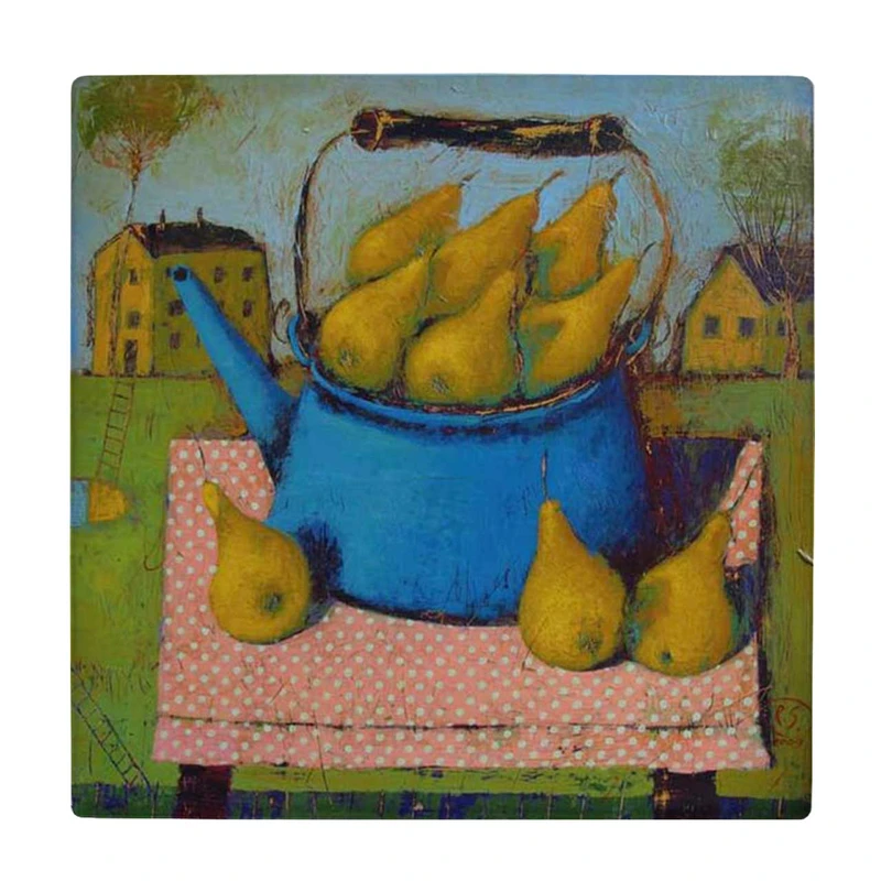 زیر لیوانی طرح کتری و گلابی ها کد    4018550_2434