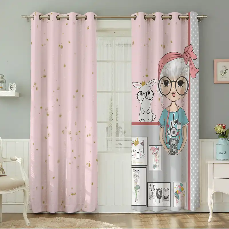 پرده نیروانا طرح  کودک مدل مخمل کد 8625 سایز 140×280 سانتی متر