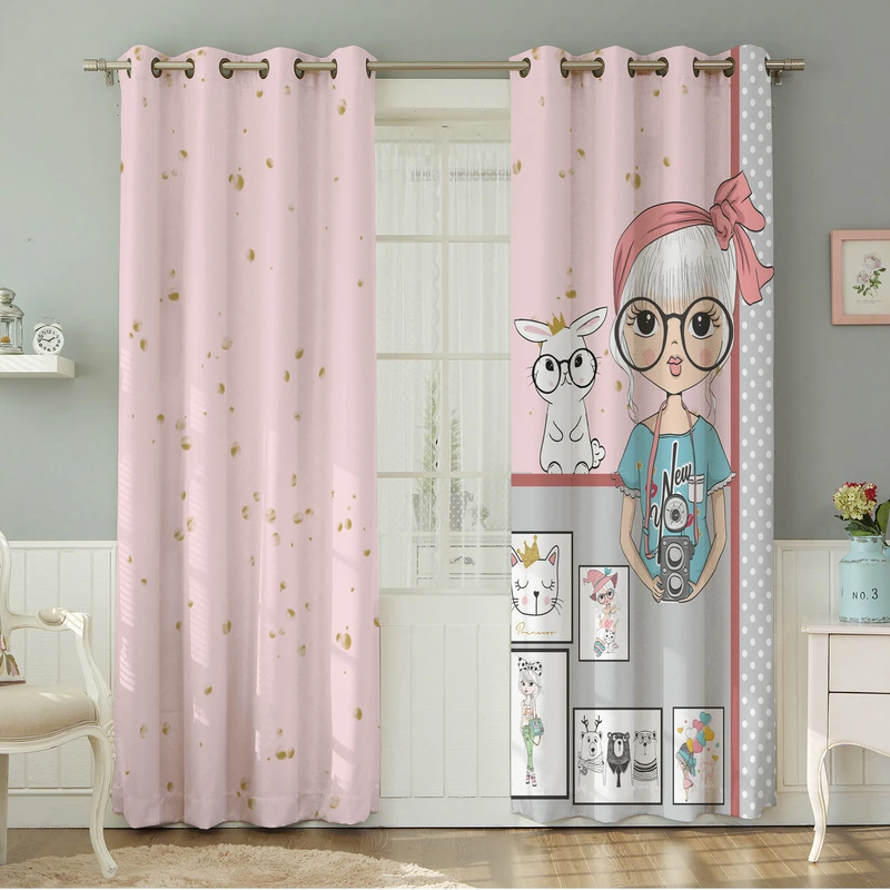 پرده نیروانا طرح  کودک مدل مخمل کد 8625 سایز 140×280 سانتی متر