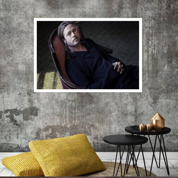 تابلو بکلیت طرح مشاهیر سینمای جهان برد پیت مدل قاب شاسی W-s8355