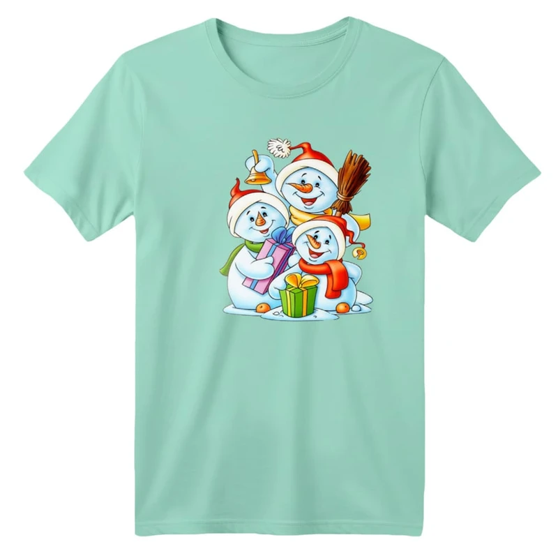 تی شرت آستین کوتاه بچگانه مدل آدم برفی کریسمس کد 1