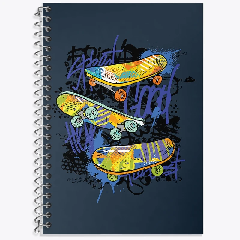 دفتر زبان 50 برگ خندالو مدل سه خط طرح اسکیت برد کد N829