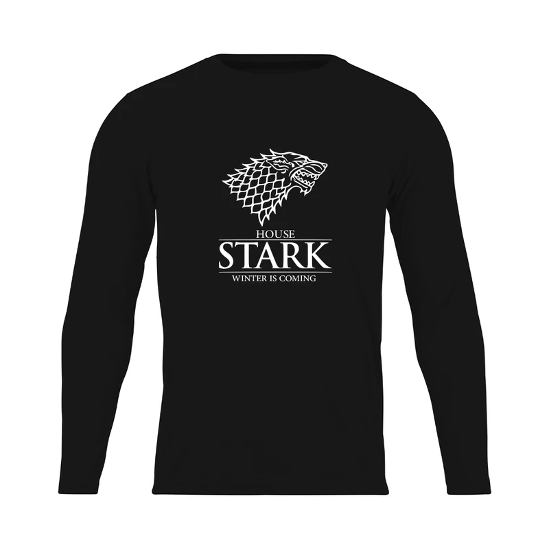 تی شرت آستین بلند مردانه مدل winter is coming_N1_0432 رنگ مشکی