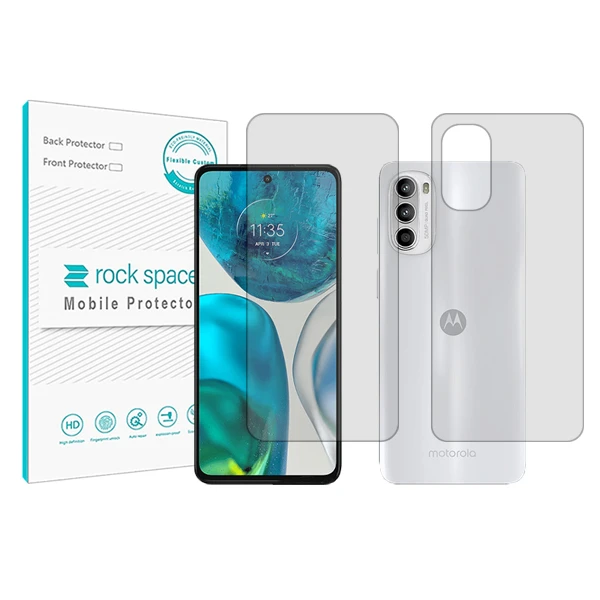 محافظ صفحه نمایش شفاف راک اسپیس مدل HyGEL مناسب برای گوشی موبایل موتورولا Moto G52 به همراه محافظ پشت گوشی