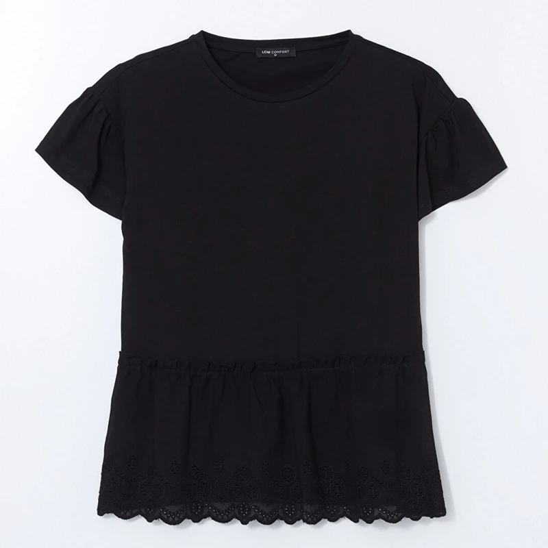 بلوز آستین کوتاه یقه گرد زنانه ال سی وایکیکی مدل SEP-TEREGIYIM019