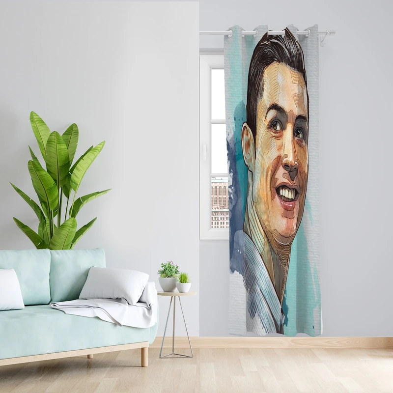 پرده طرح رونالدو مدل مخمل پانچی کد L 902 Z سایز 140x200 سانتی متر