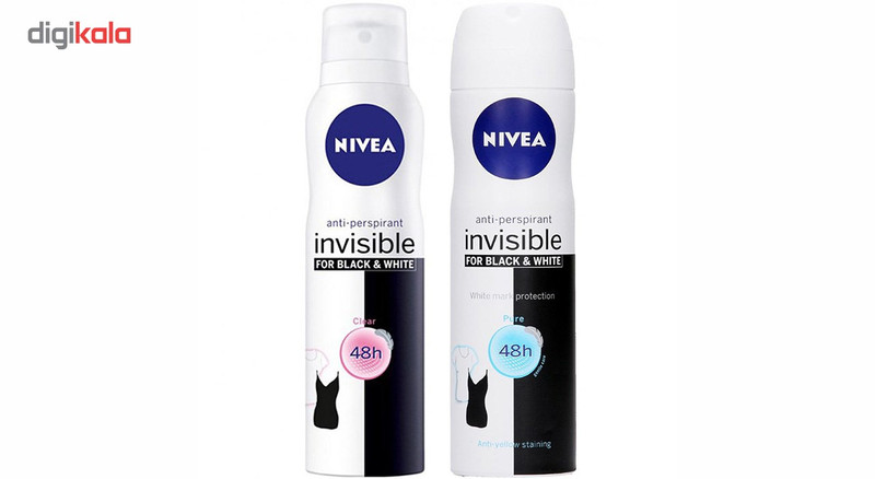 اسپری بدن زنانه نیوآ مدل Invisible Black and White Pure Black And White حجم 150 میلی لیتر بسته 2 عددی