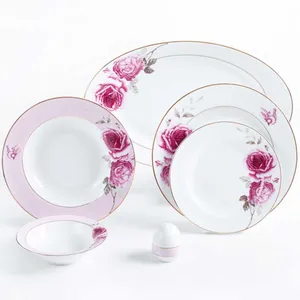 سرویس غذاخوری 28 پارچه چینی زرین ایران سری ایتالیا اف مدل Rose Flower درجه یک