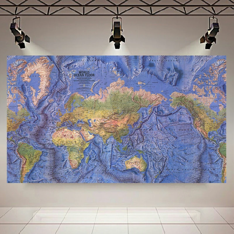 تابلو بوم طرح نقشه جهان مدل WORLD OCEAN FLOOR کد AR6380