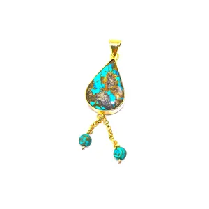 آویز گردنبند نقره زنانه مدل فیروزه نیشابور