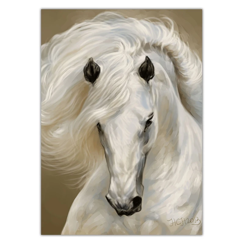 تابلوی شاسی ونسونی طرح Painted White Horse سایز 30 × 40