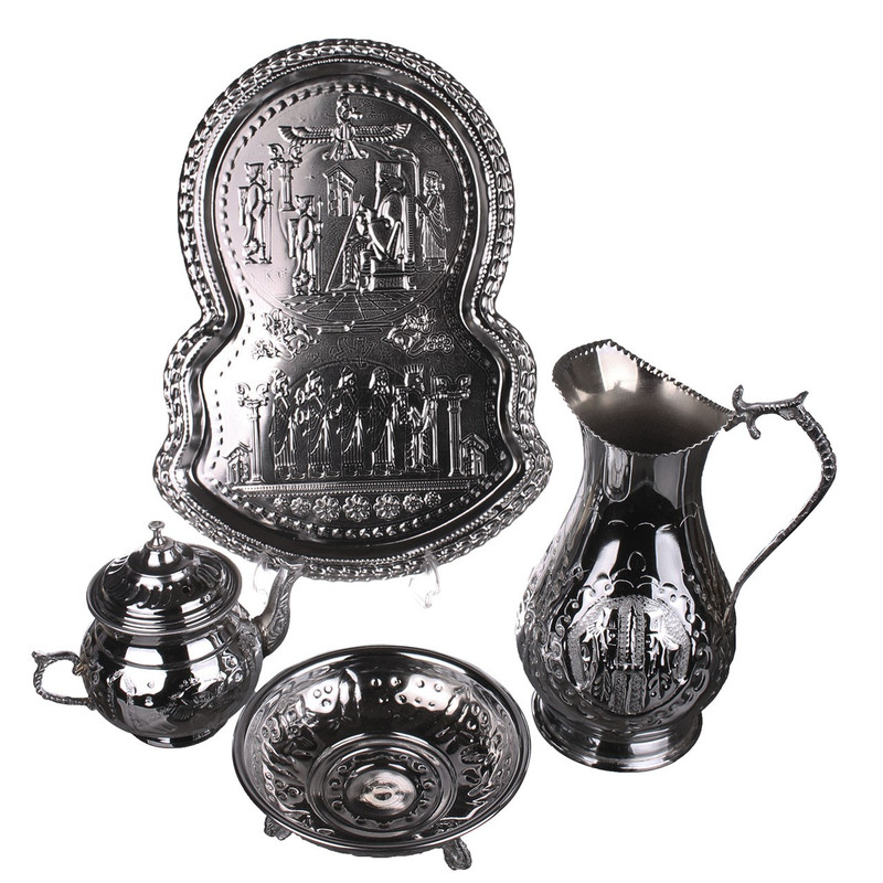سرویس 5 پارچه سماور استیل Etched