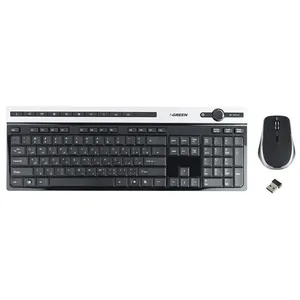 Green GKM-505W Wireless Keyboard and Mouse, Membrane Switch, Full-Size