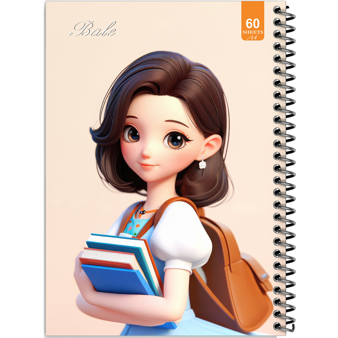 دفتر نقاشی 60 برگ انتشارات بله طرح فانتزی دختر درس خوان کد A4-O554