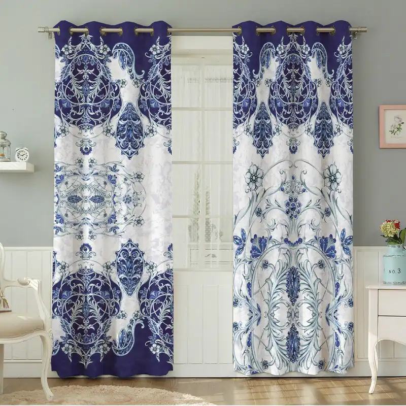 پرده نیروانا طرح سنتی مدل مخمل کد 4727 سایز 140×280 سانتی متر