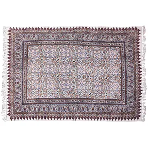 سفره قلمکار ممتاز نرگس خانی طرح ستاره چهارگوش مدل 02-02 سایز 150 × 100 سانتی متر