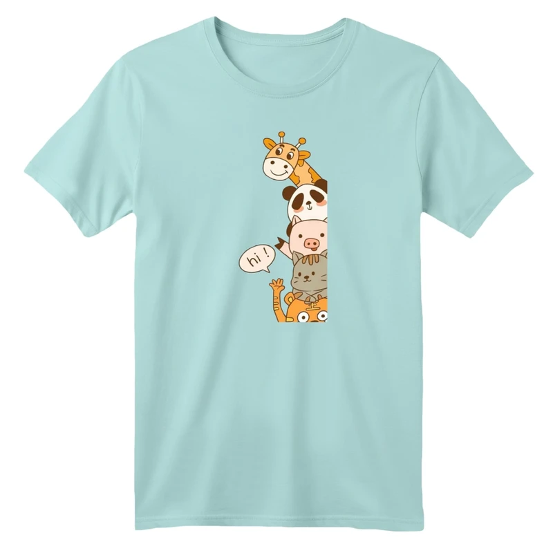 تی شرت آستین کوتاه بچگانه مدل حیوانات بامزه