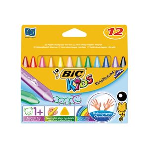 مداد شمعی 12 رنگ بیک مدل Kids Plastidecor