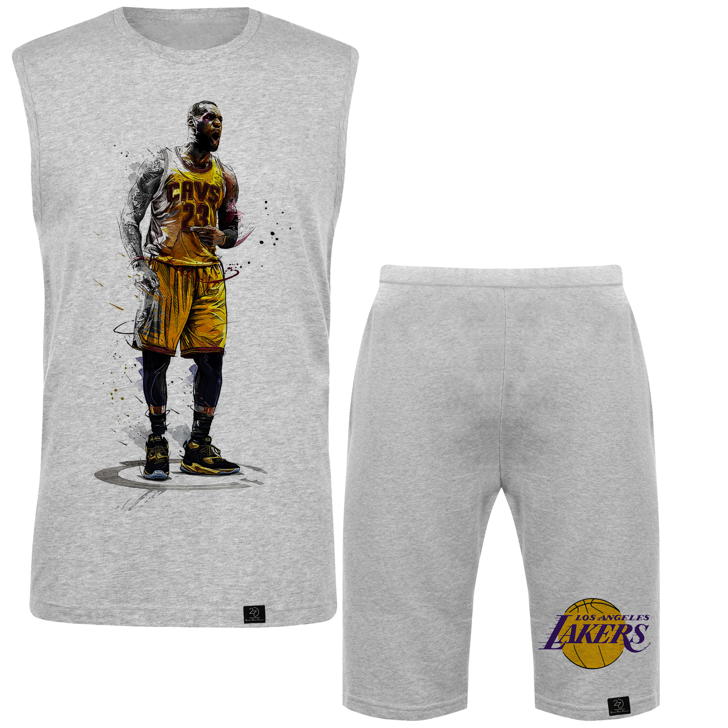 ست تاپ و شلوارک مردانه 27 مدل LAKERS کد V24