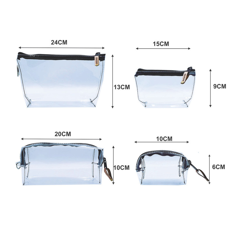 کیف لوازم آرایش زنانه مدل شفاف sayas GM1234 مجموعه 4 عددی