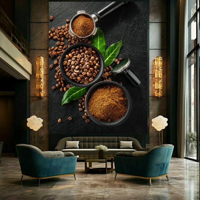 تابلو بوم طرح مخمل پودر قهوه مدل قهوه ساز کد BK23154
