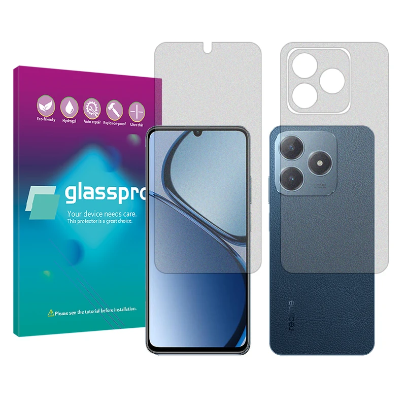 محافظ صفحه نمایش مات گلس پرو مدل Resistant مناسب برای گوشی موبایل ریلمی C63 به همراه محافظ پشت گوشی