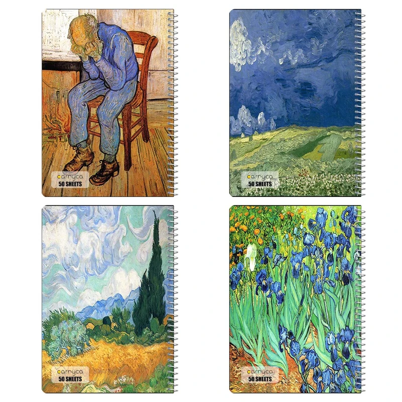 دفتر نقاشي 50 برگ کارنيکا طرح نقاشی‌های ون‌گوگ Van Gogh Paintings کد 11488 مجموعه 4 عددی