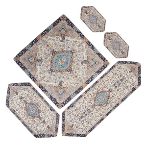 ست 5 تکه رومیزی ترمه یزد طرح چهل ستون