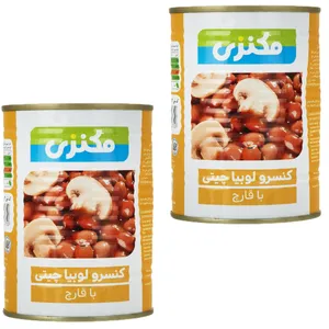کنسرو لوبیا چیتی با قارچ مکنزی - 380 گرم بسته 2 عددی