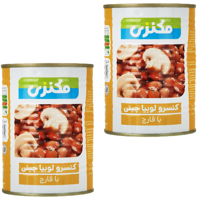 کنسرو لوبیا چیتی با قارچ مکنزی - 380 گرم بسته 2 عددی