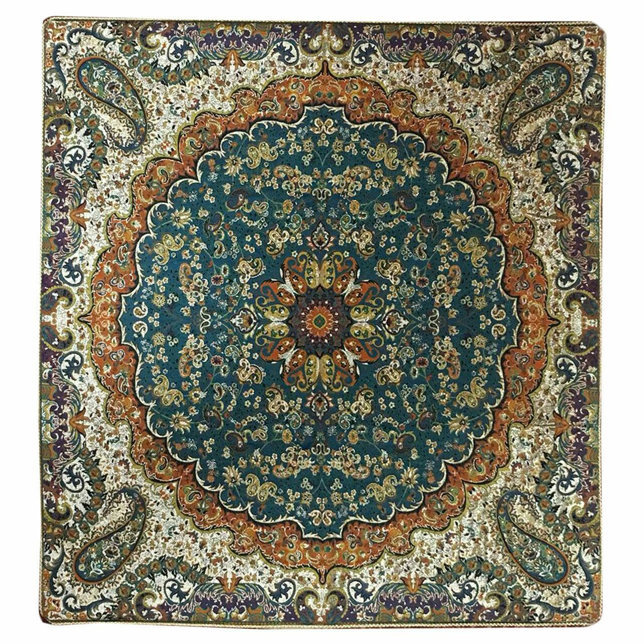 رومیزی ترمه هفت رنگ مدل T70 سایز 100X100سانتی متر