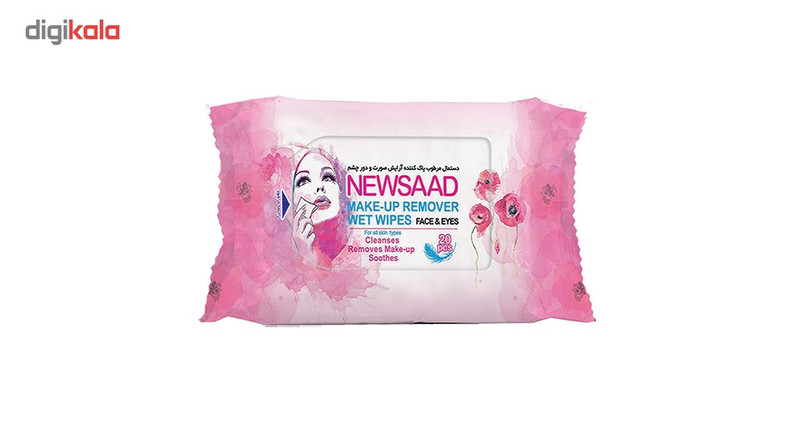 دستمال مرطوب پاک کننده آرایش نیوساد مدل Normal بسته 20 عددی