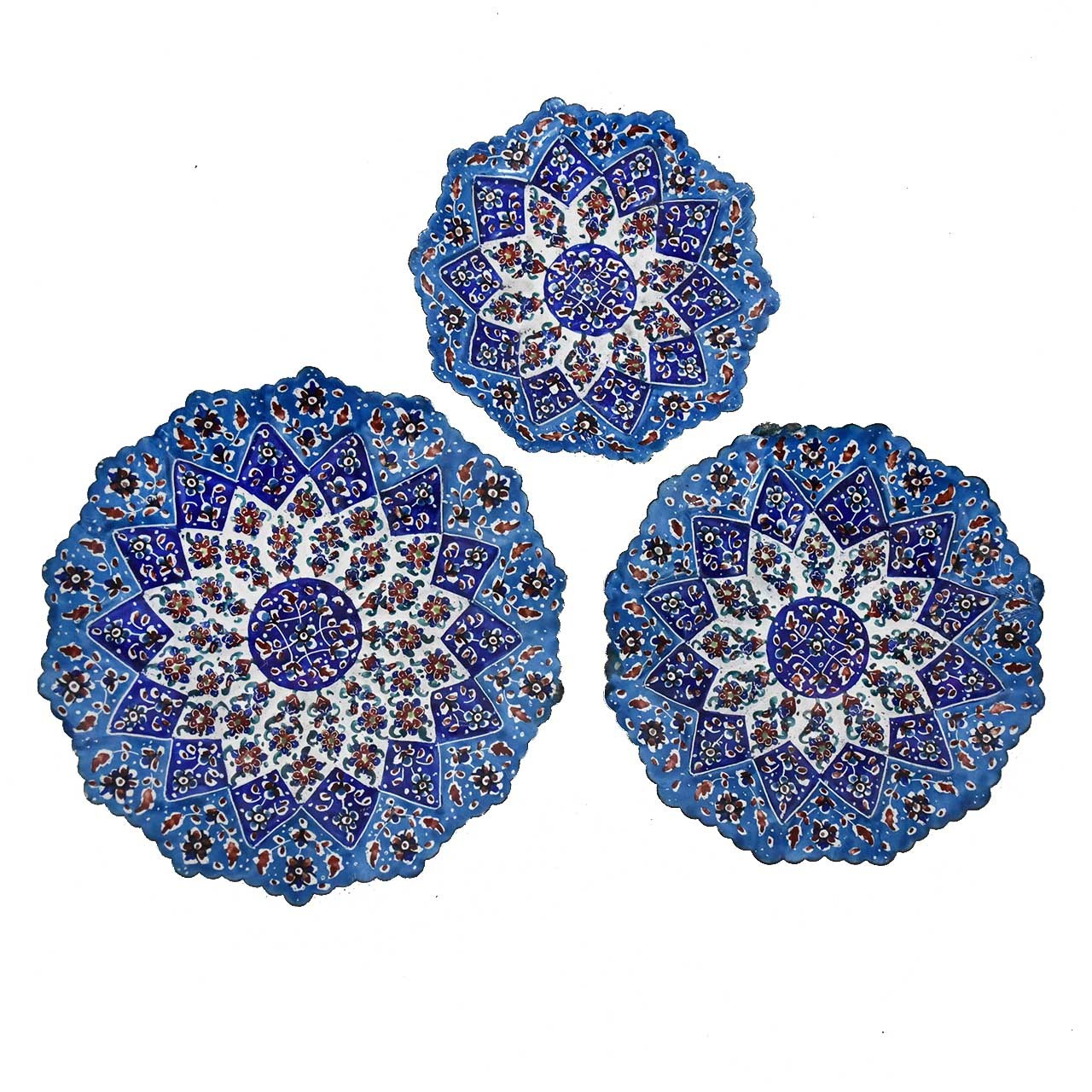 بشقاب مسی میناکاری شده سی دا کد 01062 مجموعه 3 عددی