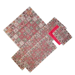 ست 5 تکه رومیزی ترمه طرح خشتی کد T101102