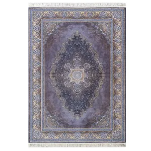 فرش ماشینی 1200 شانه محتشم زمینه خاکستری حاشیه خاکستری مدل 2555008064 