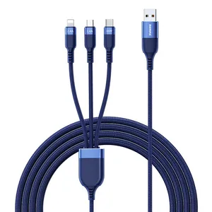 کابل تبدیل USB به لایتنینگ/USB-C/microUSB ریمکس مدل RC-C068 طول 1.2 متر
