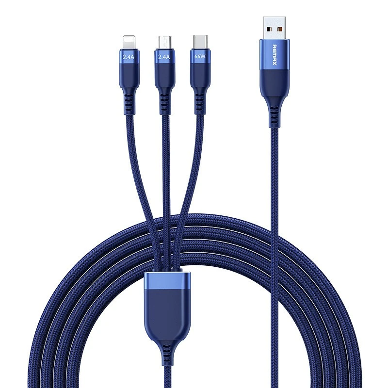 کابل تبدیل USB به لایتنینگ-USB-C-microUSB ریمکس مدل RC-C068 طول 1.2 متر کابل تبدیل USB به لایتنینگ-USB-C-microUSB ریمکس مدل RC-C068 طول 1.2 متر