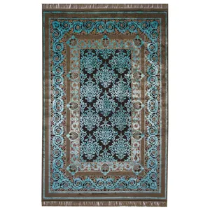 فرش ماشینی عرش طرح باران زمینه آبی