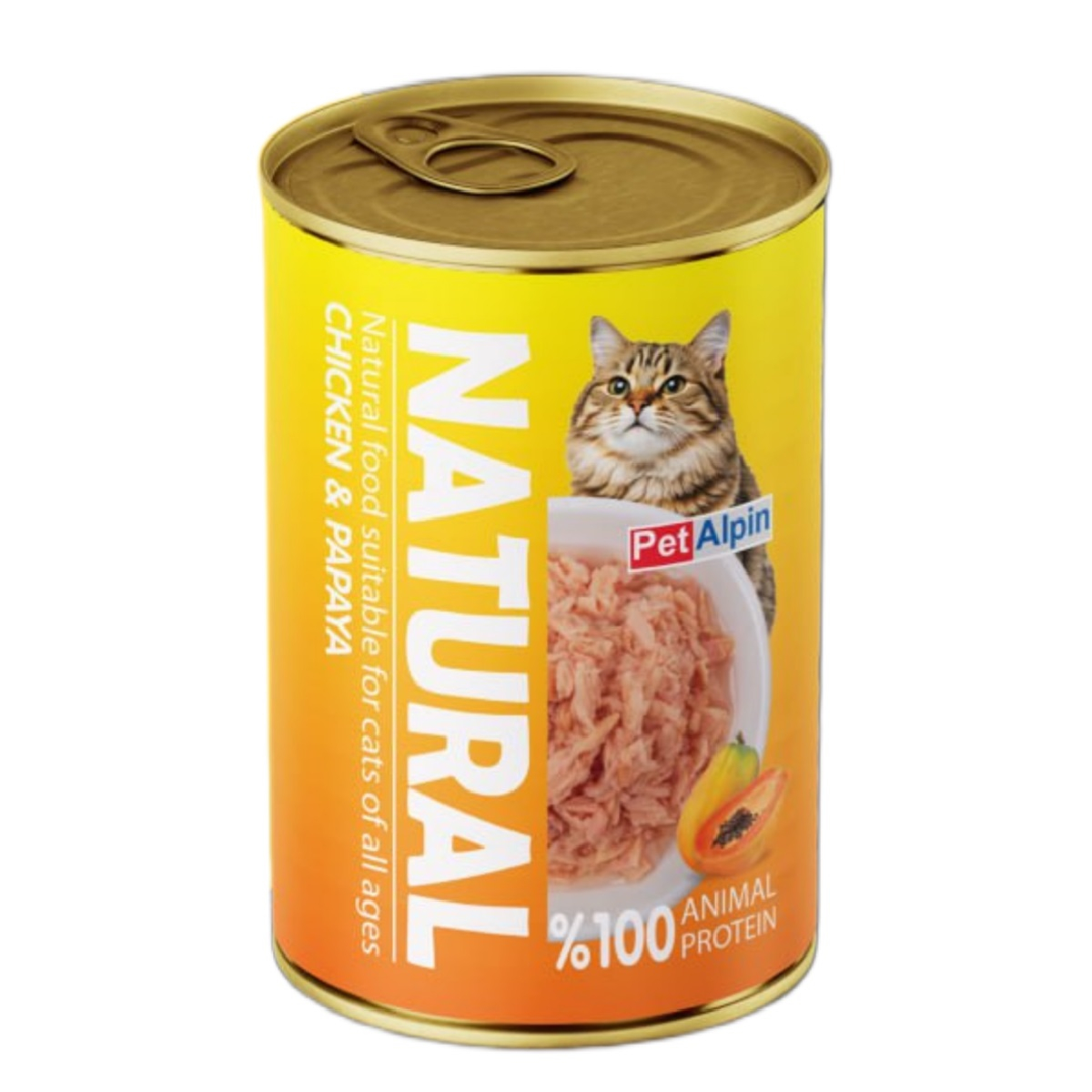 کنسرو گربه پت آلپین مدل نچرال مرغ و پاپایا وزن 380 گرم