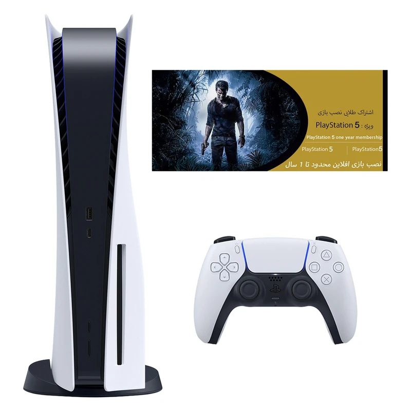 کنسول بازی سونی مدل Playstation 5 ظرفیت 825 گیگابایت به همراه کارت اشتراک طلایی نصب بازی