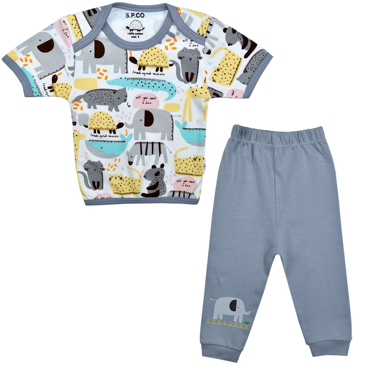 ست تی شرت و شلوار نوزادی اسپیکو مدل zoo کد 2 -  - 1