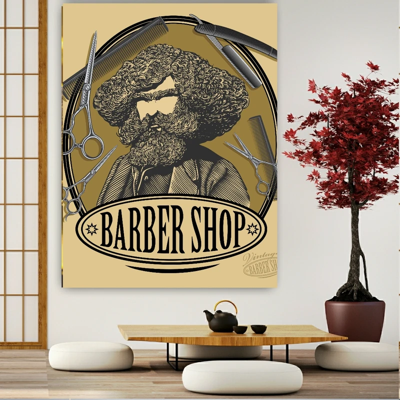 تابلو بوم طرح مخمل آرایشگاه مردانه کد GR1266