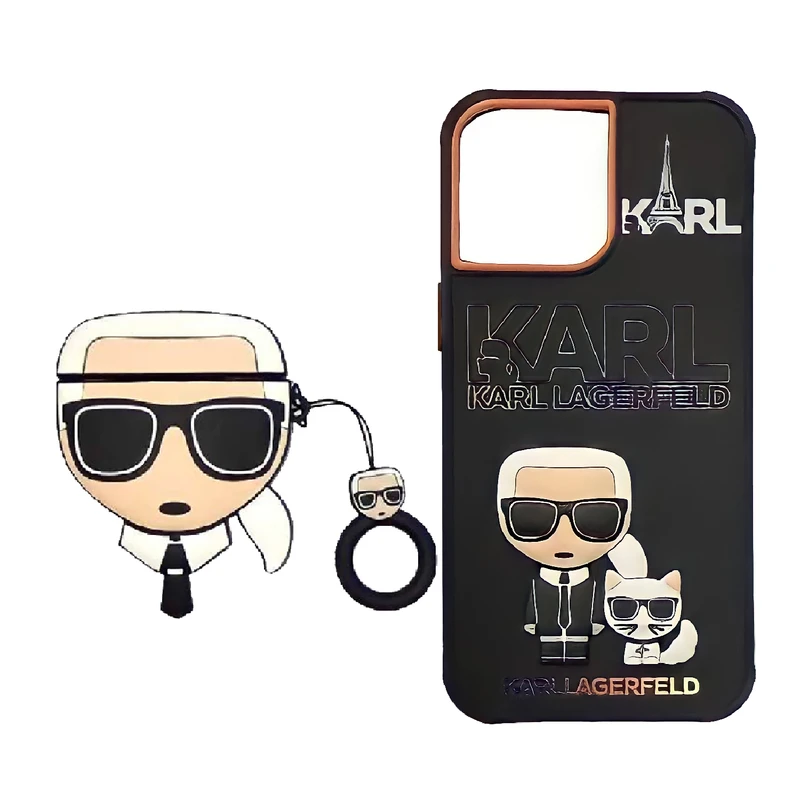 کاور کارل لاگرفلد مدل AIR-KARLCAT مناسب برای گوشی موبایل اپل iPhone 13 Pro به همراه کاور کیس اپل ایرپاد 3