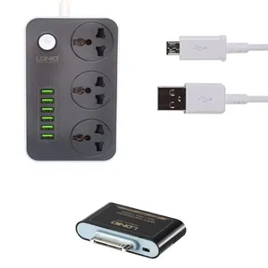 شارژر USB و چندراهی برق الدینیو مدل SC3604  همراه با camera connection Kit S303 الدینیو