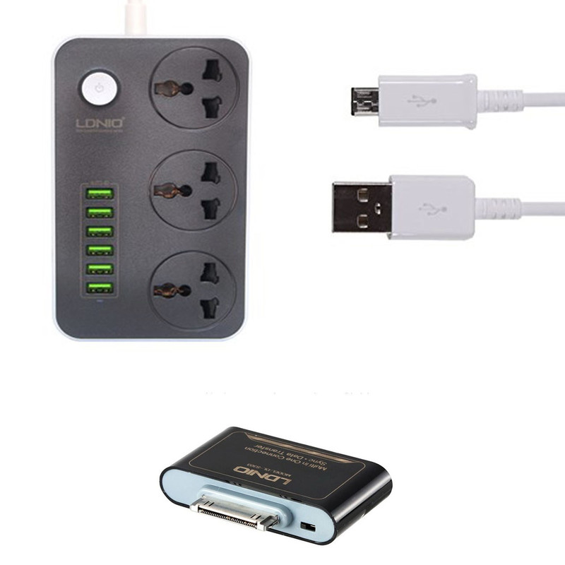 شارژر USB و چندراهی برق الدینیو مدل SC3604  همراه با camera connection Kit S303 الدینیو