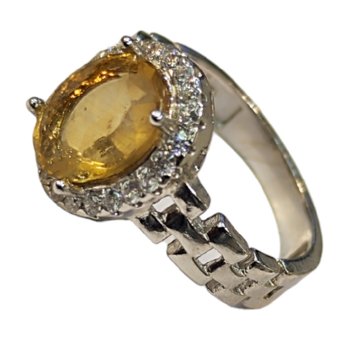 انگشتر نقره زنانه مدل سنگ سیترین کد 500