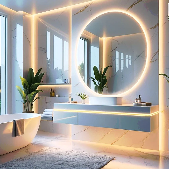 آینه سرویس بهداشتی آزالیا مدل بک لایت نوردار گرد80 سایز 80 سانتی متر