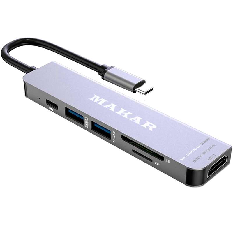 هاب داک استیشن 6 پورت ماکار مدل MK-DOCK-4K HDMI هاب داک استیشن 6 پورت ماکار مدل MK-DOCK-4K HDMI