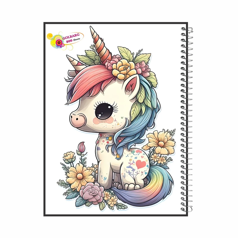 دفتر مشق 200 برگ گلبرگ مدل یونیکورن کد 500082
