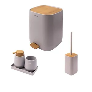 ست سرویس بهداشتی 5 پارچه کنتراست مدل میامی طرح چوب کد TP64144
